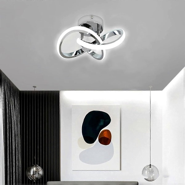 Taklampe Liten Elegant Unik Sølv LED Lysarmatur for Gang Inngang, Hall Kald Hvit 22W