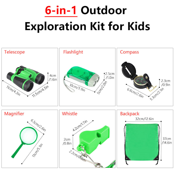 6 kpl Outdoor Exploring Kiikarit Set Nuorten Lasten Opetuslahja Retkeily Vihreä