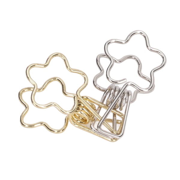 100 stk. Binder Clips Guld Sølv Blomst Form Metal Hullet Lang Hale Clips Papir Klemmer til Kontor Dokument