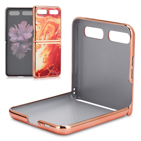 Härdat glasfodral för mobiltelefonskydd Fodral Baksida Skyddsfodral för Galaxy Z Flip Röd