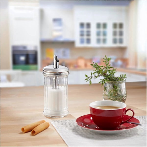 Sockerdoserare, Volym: 350 ml, Glas/Rostfritt stål, Silver/Transparent
