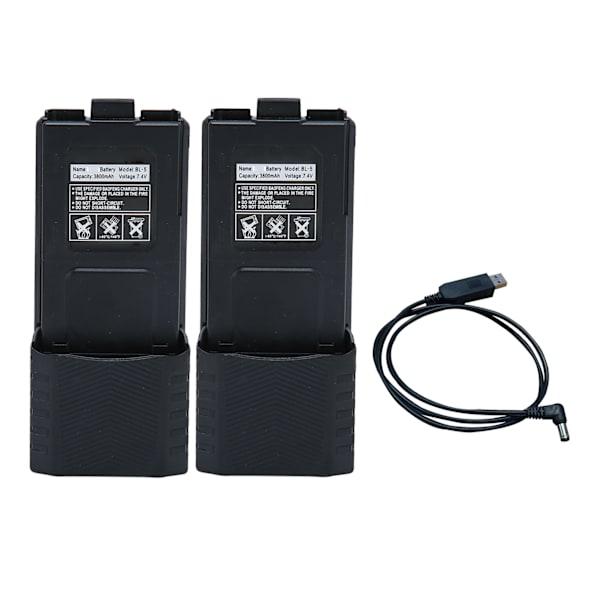2 stk. Walkie Talkie Li Ion batteri 3800mAh erstatning 2-vejs radiobatteri til BAOFENG BF UV5R 5RA 5RB 5RC 5RD 5RO 5RE