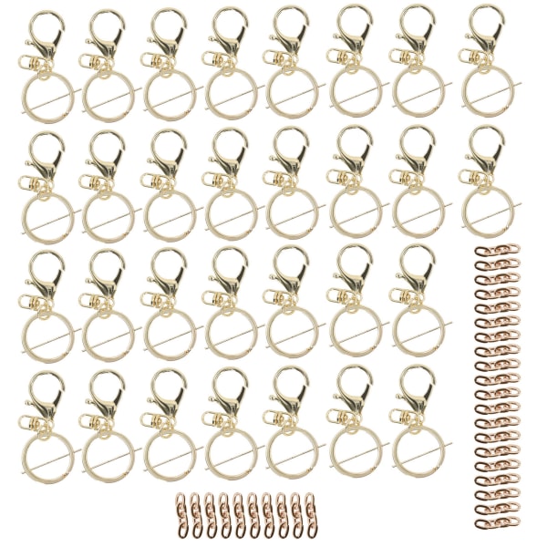 30 set hummerlås Nyckelringar Gör-det-själv hantverk metallisk nyckelring Clip Nyckelringar med kedja för smycken hantverk