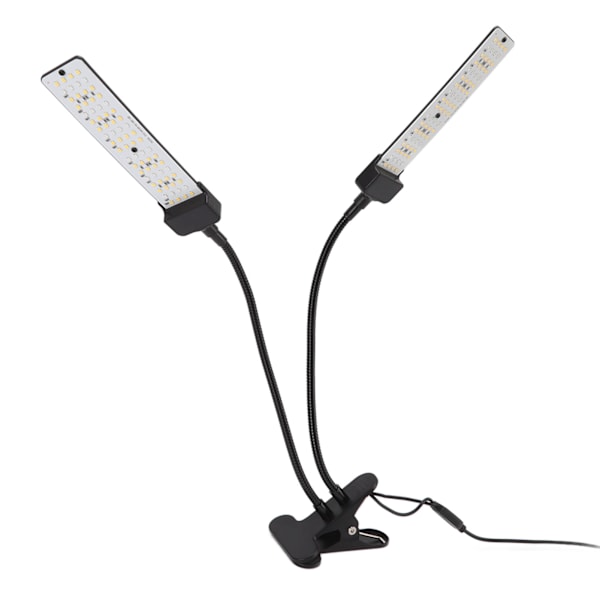 Dubbelhuvud växt växer lampor fullspektrum klämma på lampor solskydd inomhus grönsaksodling lampa med timer 100‑240V EU-kontakt