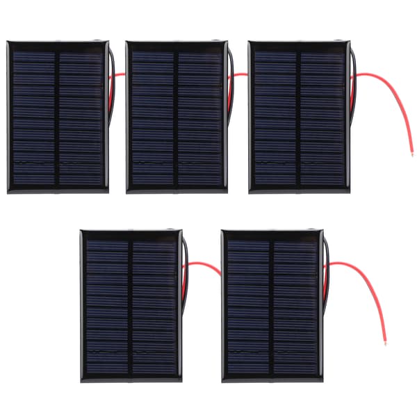 5 stk. Mini solcellepanel Epoxy cellekort strømmodul 30 cm rød og svart linje 6V0.6W