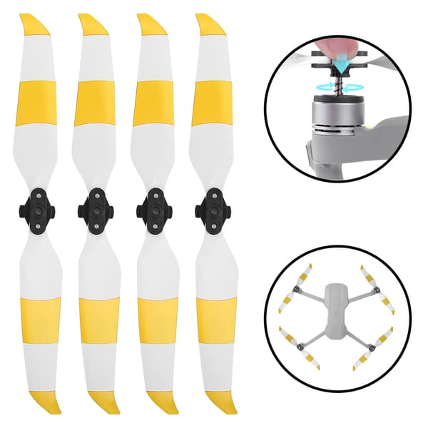 2 par propel støjsvage quick release propeller tilbehør passer til Mavic AIR 2 drone gul hvid