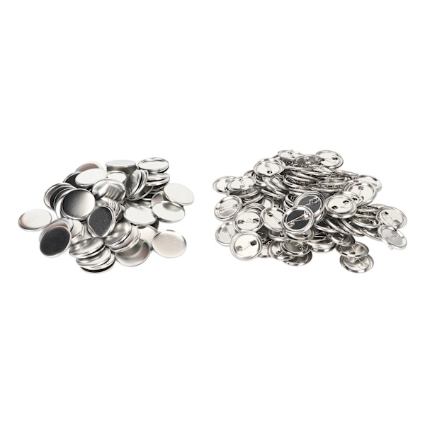 100 sett pinner tilbake knappdeler solid metall plast rustfri utjevning knapp Making rekvisita for badge DIY 37MM