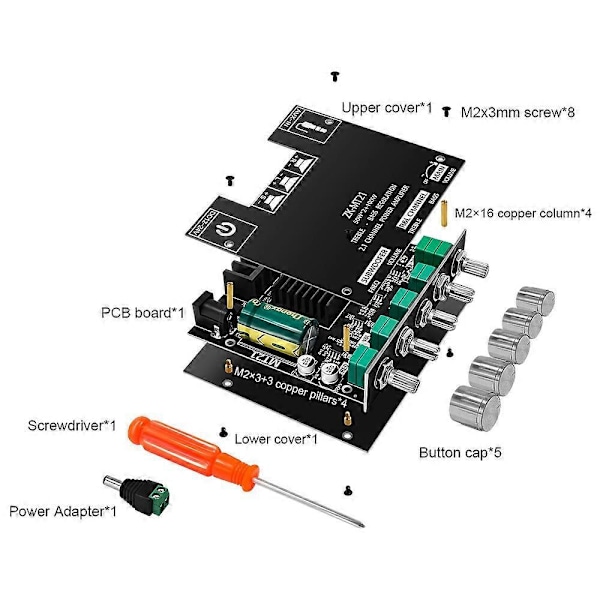 -MT21 Digital Effektforstærker Board 50Wx2+100W 2.1 Kanal AUX