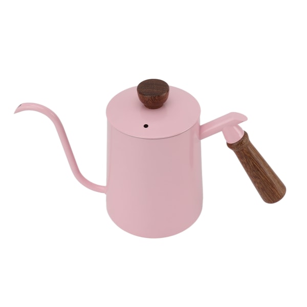 600 ml gåshals kaffekanna 304 rostfritt stål lång pipkanna trähandtag häll över kaffekanna tekanna rosa