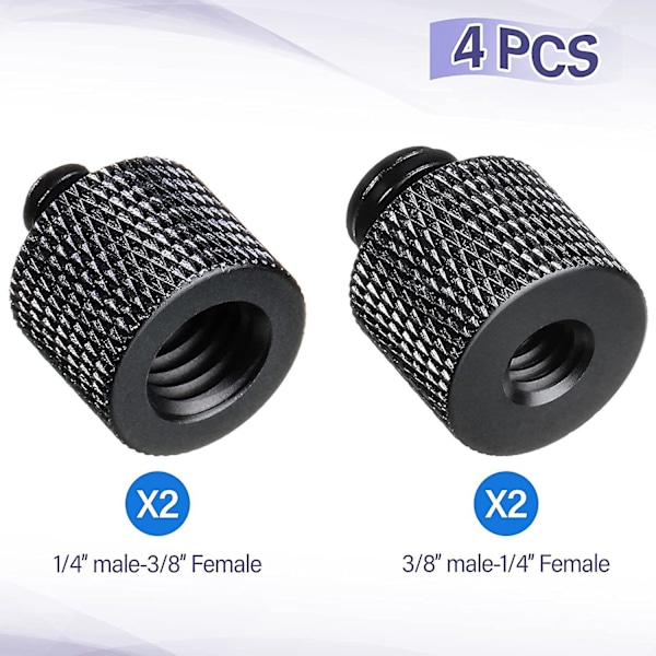 2 Sarjaa 1/4 Naaras - 3/8 Uros Adapteri ja 3/8 Naaras - 1/4 Uros Adapteri Ruuvi Jalusta-adapteri, Jalustan Kierreadapteri