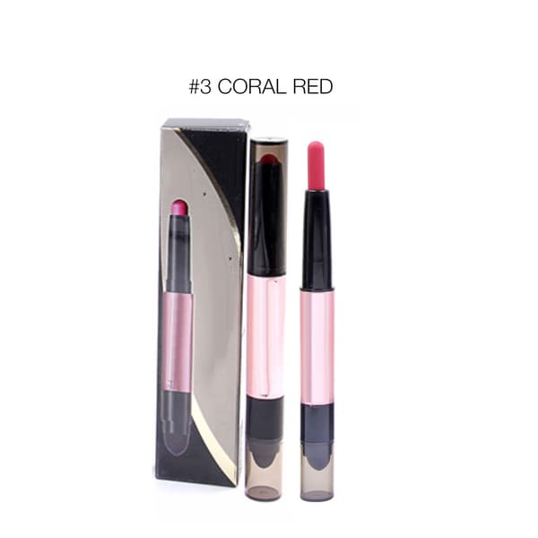 Dobbelthodet Matt Lipgloss Leppestift Langvarig Vanntett Leppestift 3#