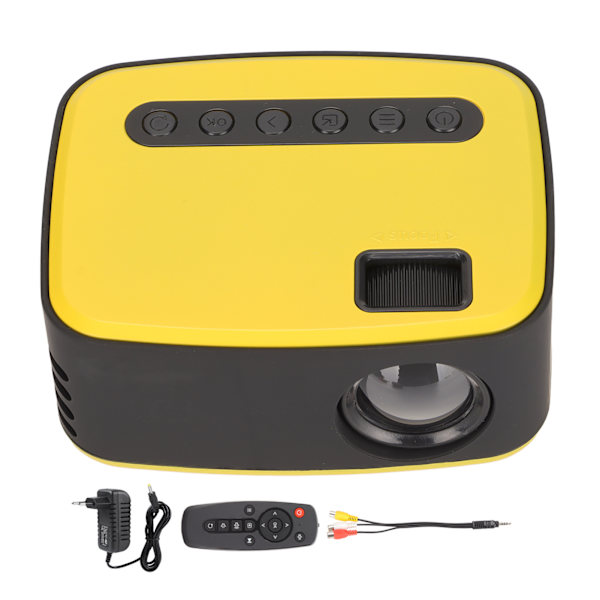 Miniprojektor 1920x1080P Mikro-USB-Schnittstelle 2W Lautsprecher Schwarz Gelb Tragbarer Projektor für Smartphone AV 100-240V EU-Stecker 100-240V