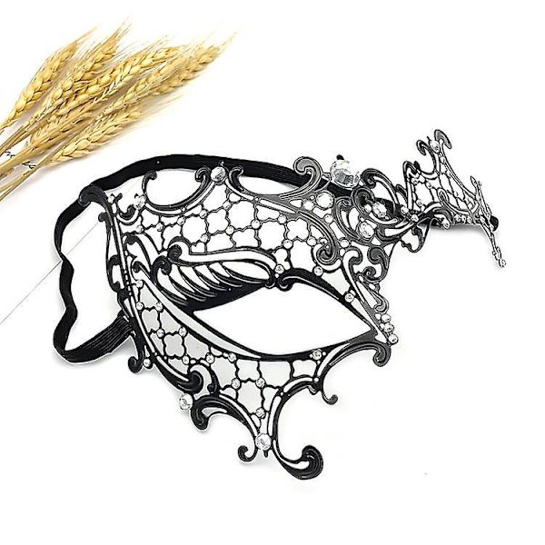 Glittrande Rhinestone Maskeradmask för Kvinnor - Elegant Metallmask för Fest, Bal och Maskerad