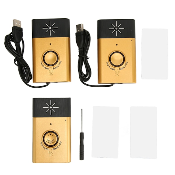 Smart Wireless Doorbell Two Way Calls 2 Outdoor Receivers 1 Indoor Transmitter Stable Home Wireless Doorbell Gold