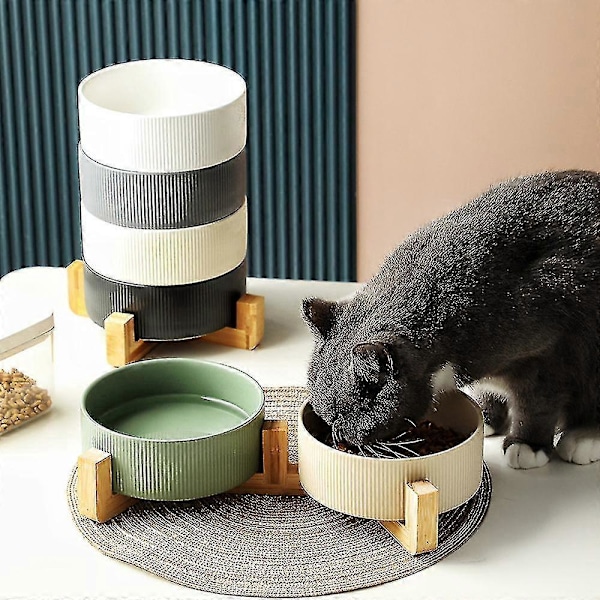 Keramisk hundskål - Tung och hållbar mat- och vattenskål, diskmaskinsäker, modern Zekai grå