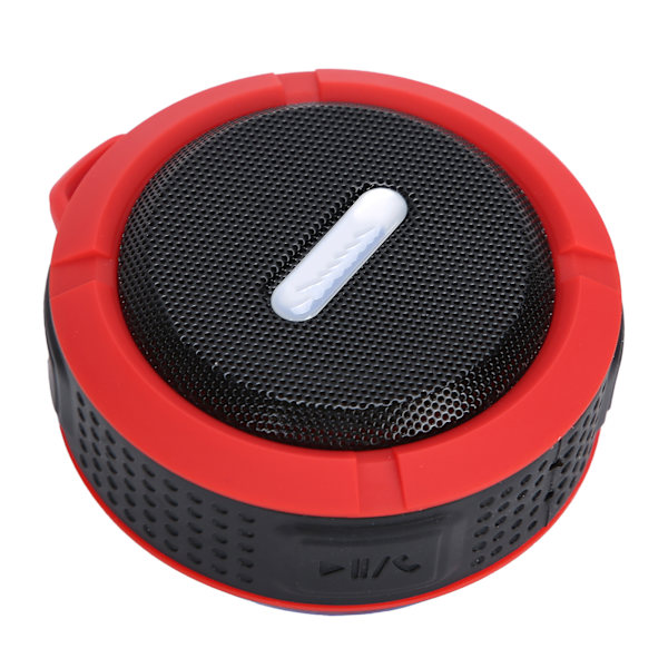 C6 Bluetooth-högtalare med sugkopp karbinhake vattentät mini-subwoofer för utomhussporter röd