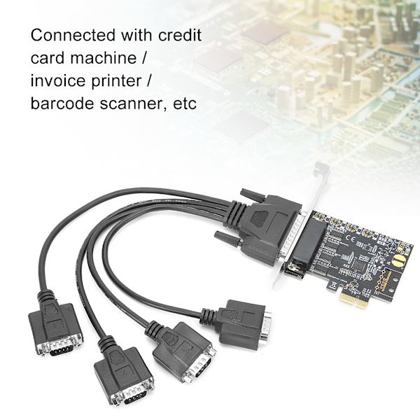 Expansionskort PCI E TO AX99100 4-ports datortillbehör 115200bps för SPP/Byte/ECP-läge