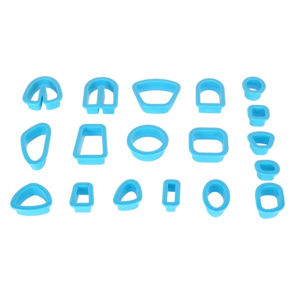 Polymer Clay Cutters Sæt Øreringe Kroge Kort Hopperinge DIY Ler Øreringe Cutters Kit til Smykkefremstilling Blå