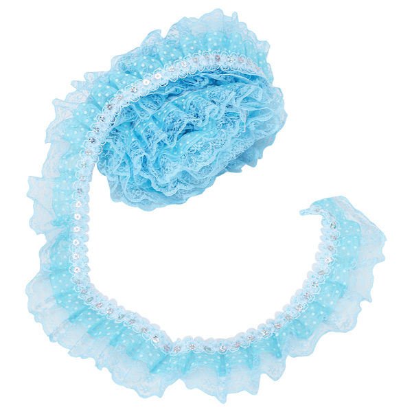 5 meter flersidig 45mm tryckt prickar veckad trim mesh spetsband sy sequiner broderad DIY hantverk (blå)