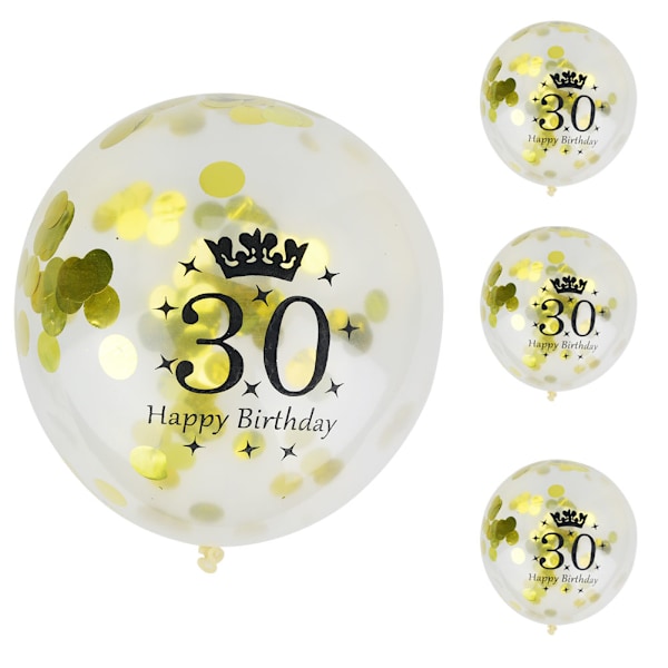 10Pcs 12Inch Latex Balloons Printed Transparent Crown Balloons For Birthday(Gold 30)