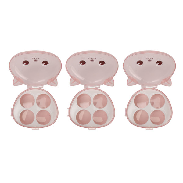 3 stk. 4 rum makeup svampeholder katteformet støvtæt transparent skønhedssvamp beholderholder