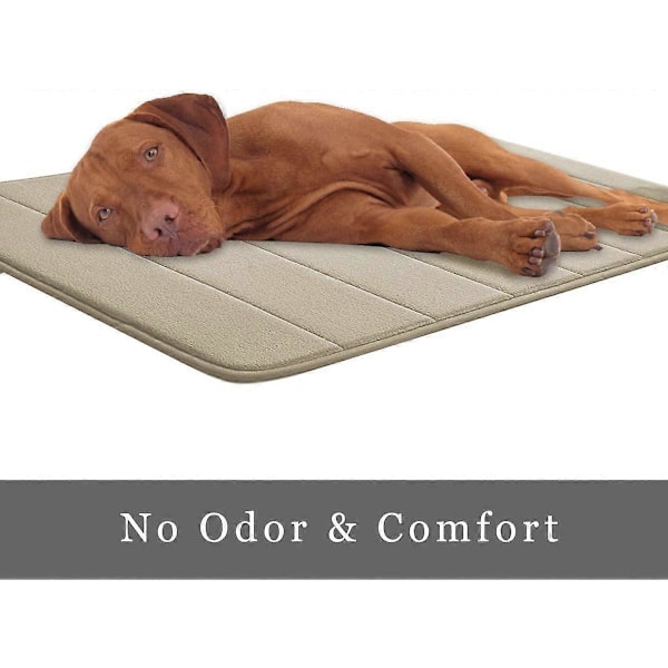 Badrumsmatta i memory foam 39,4 x 58,4 cm (15,5\" x 23\") korallfleece super halkfri, snabbt absorberande, mjuk, bekväm och lätt att torka, maskintvättbar badrumsmatta, khaki