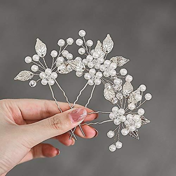 Perle Rhinestone Hårkam - Krystal Bryllups Hårtilbehør (Pakke med 3)