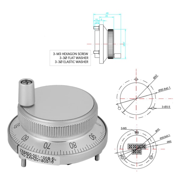 5V 60MM håndhjul puls koder freser manuell kontroll for CNC-system (hvit)
