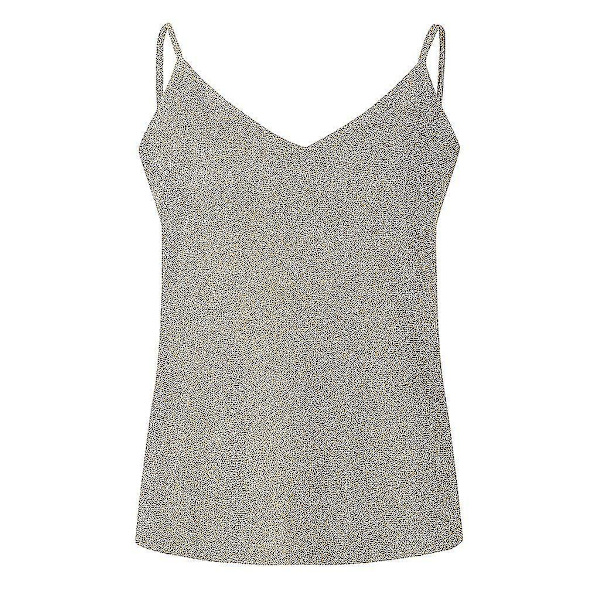 Kultainen Glitter-Nauha-Tank Top - Naisten Seksikäs Kiiltävä Cami Swing Liivi