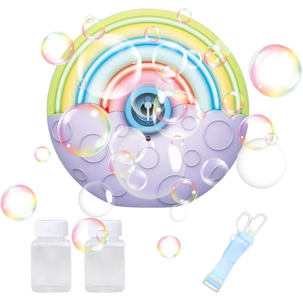 Elektrisk bubbelmaskin regnbåge automatisk bubbelblåsare med ljus och musik sommar utomhusleksak bubbelmaskin