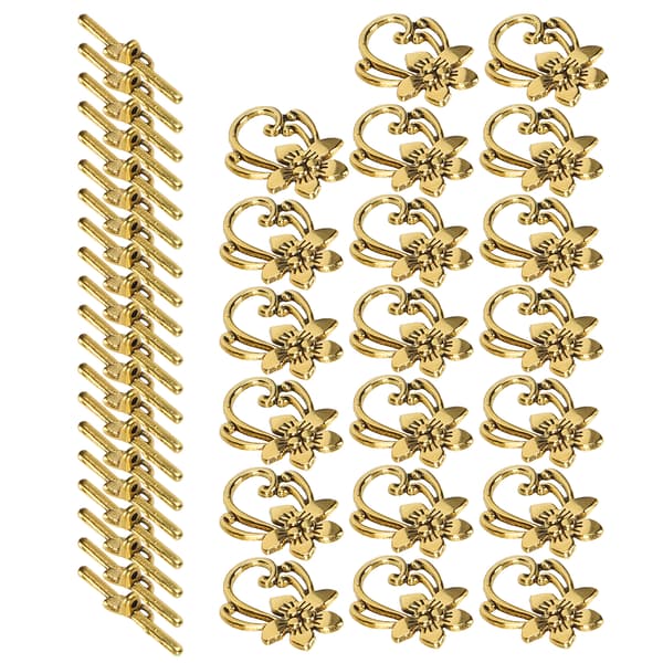 20 sæt armbåndslås guld retro legering blomsterform OT spænde smykketilbehør