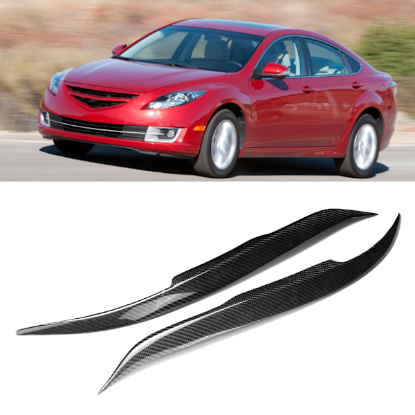 Kolfiber bilstrålkastare ögonbryn ögonlock lock trim passar för Mazda 6 2003-2013