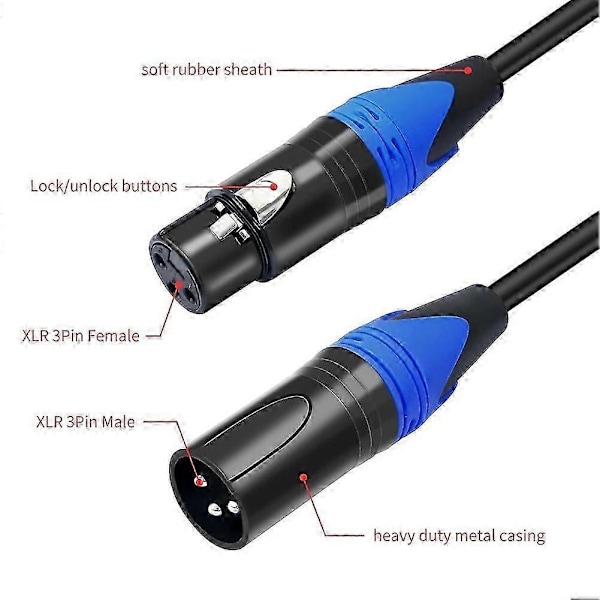 50cm XLR Splitter Kabel 1 XLR Hun til 2 XLR Han XLR Y Splitter Kabel Mikrofon Splitter Ledning fo
