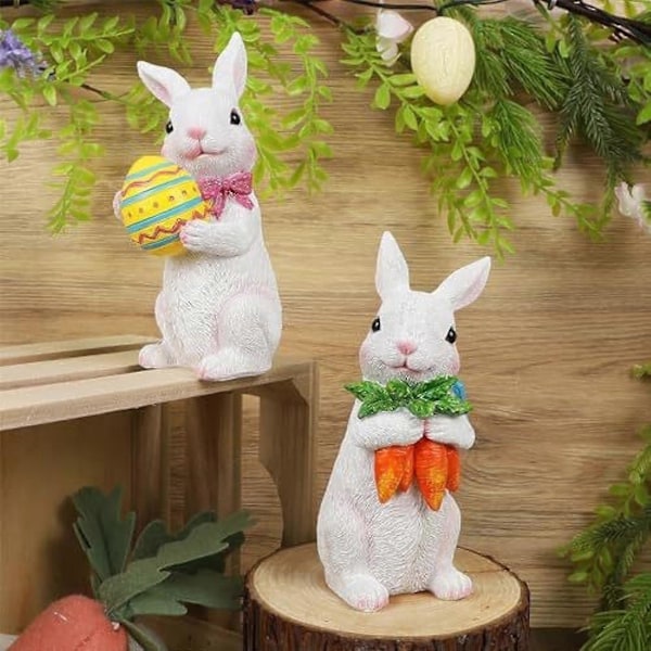 Påskhare Ornament med Morot Ägg Djurfigur för Inomhus Kontor Gräsmatta S med ägg L