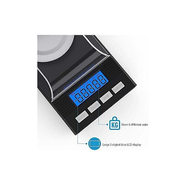 Mini Elektronisk Kjøkkenvekt 0.001g/50g Presisjonsvekt, LCD-Skjerm, Smykkevekt med Pinsett og Veiebrett