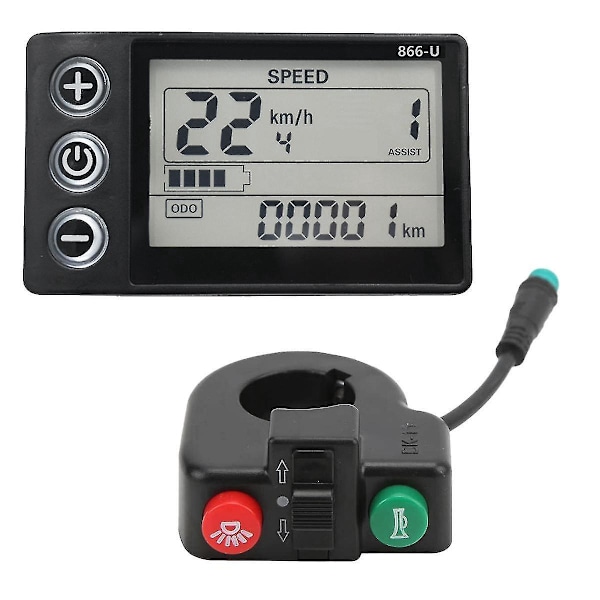 24V 36V 48V 60V 866 Kontrollerpanel Instrumentbräda+Brytarknapp Elcykel LCD-Display för Electric-B10
