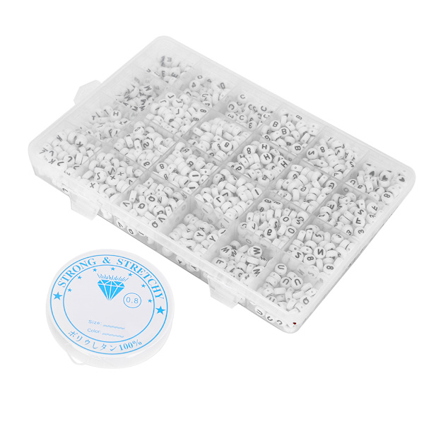 1850 stk 4x7 mm runde akrylperler Bogstavnummer Hjerteperler til smykkefremstilling tidlig uddannelse