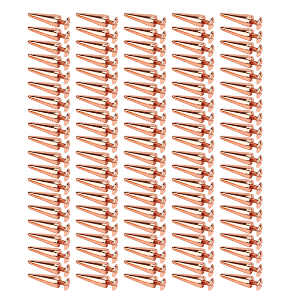 100set Punk Cone Spikes Studs Rose Gold Pointed Electroplating Burr Free Clear Thread Brass Spikes Studs Rock Rivets 10x28mm