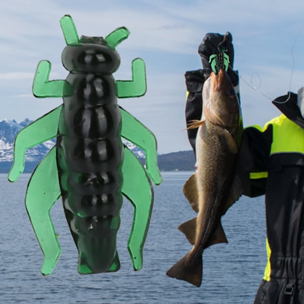 5-pack 2,3 cm mjuka cricketbete-simuleringsinsektsbeten för karpfiske flugfiskebeten (mörkgrön)