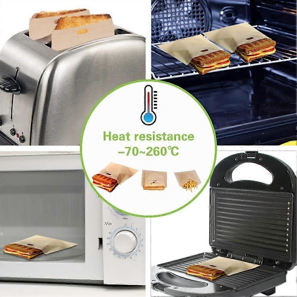 Toasterpose, Genanvendelige Toast Sandwich Poser FDA Godkendt Varmebestandig Non-Stick i 3 Forskellige Størrelser 6 Stykker