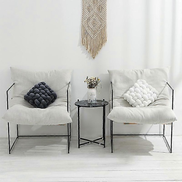 12x12x4.7in Nordisk Pyntepute, Ensfarget Firkantet Vevd Pute, Sofa Lumbalpute Plysjpute Dekorativt Karnappvindu Hjemmepute - Marineblå
