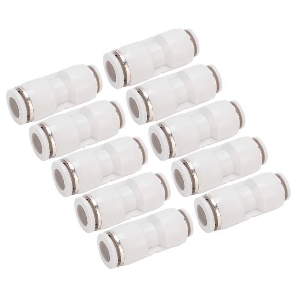 10 stk lige reducerende konnektor Quick Release pnuematisk luftslangereduktion Rørfittings WhitePG6-4
