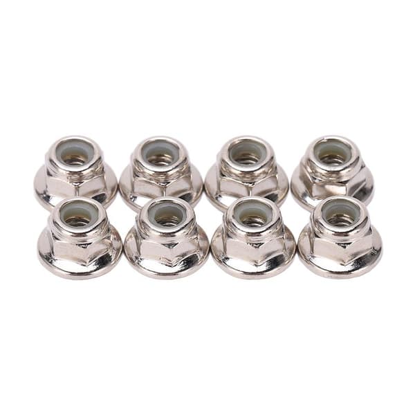8st Metall M4 Hjul Låsmutter Fläns Nylon Låsmuttrar för Arrma Typhon 1/10 RC Biltillbehör Silver