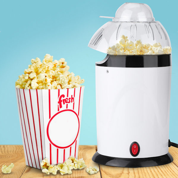 Hushållsminielektrisk blåsare Automatisk popcornmaskin Popcornmaskin EU-kontakt 220-240V Vit