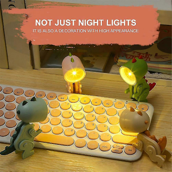 LED Natlampe Mini Tegneserie Sød Kæledyrslys Hund Hjort Dinosaur Bærbar Foldbar T ZD.16 Rød 02