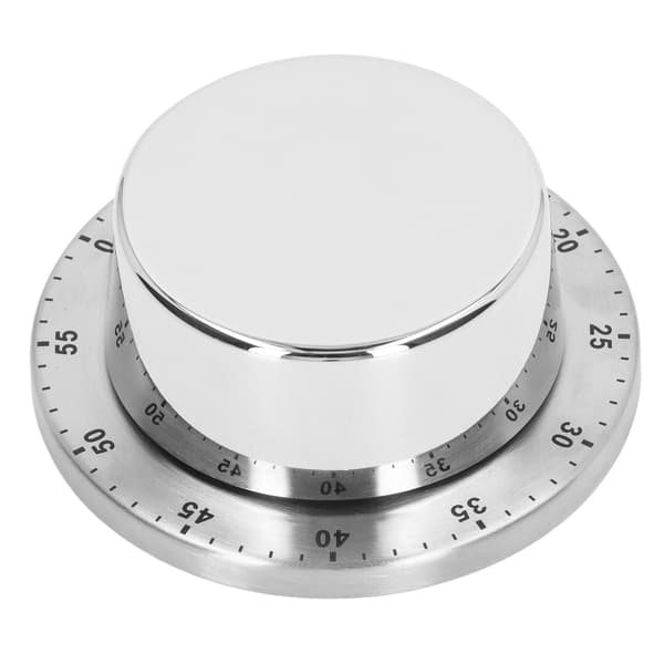 Köksmekanisk timer 304 rostfritt stål magnetisk sug kock matlagning timer klocka vit