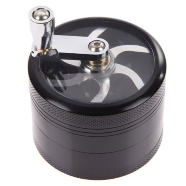 Mini 40mm 4-lags håndkvern i sinklegering med håndtak, svart