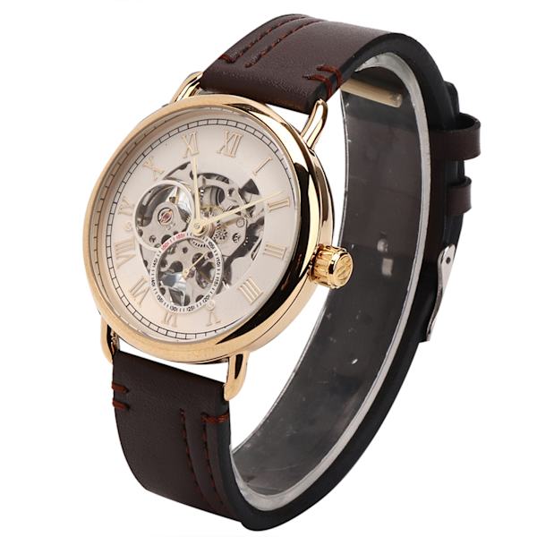 FORSINING Fashionabla watch Mekanisk halvautomatisk watch med ihåligt mönster (White SurfaceGold- case )