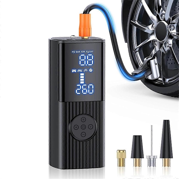 Bærbar dækpumpe, med præcist manometer