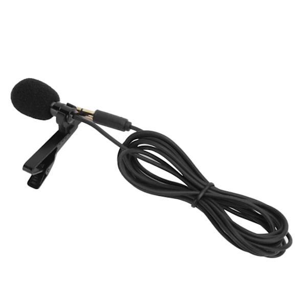3,5 mm Lavalier Lapel Microphone Clip på håndfri mikrofon til interviewmøde Sort
